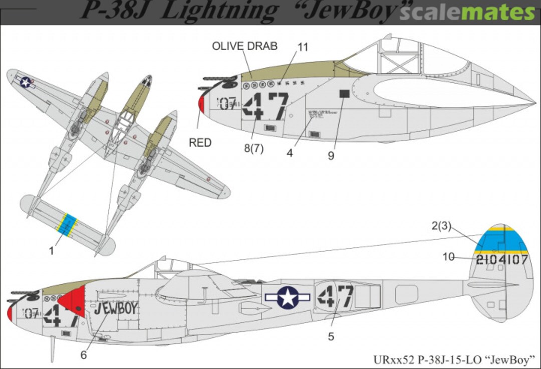 Boxart P-38J-15-LO Lightning “JewBoy” UR4852 UpRise Decal