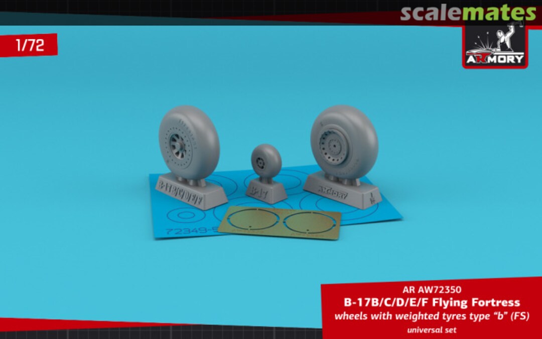 Boxart B-17B/C/D/E/F Flying Fortress wheels with weighted tyres type "b" (FS) AR AW72350 Armory