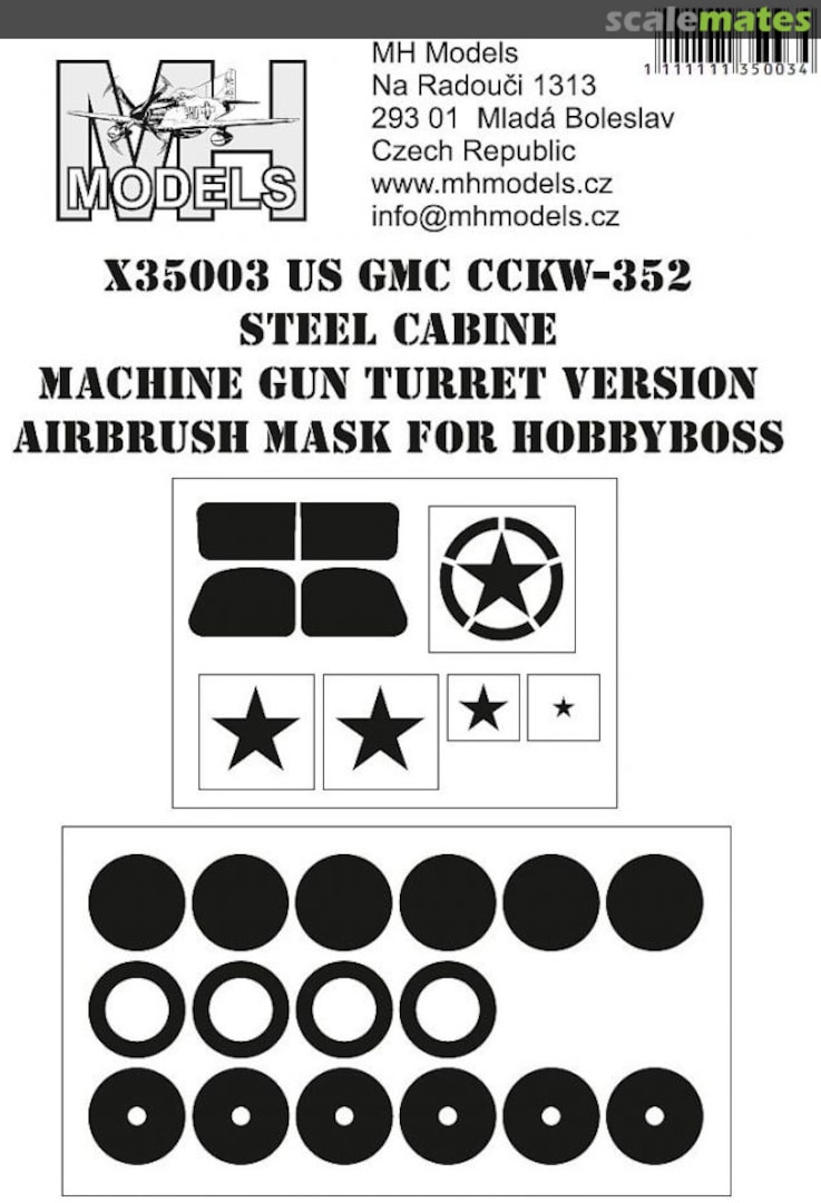 Boxart US GMC CCKW-352 Steel Cabine Machinegun Turret Version Airbrush Mask X35003 MH Models