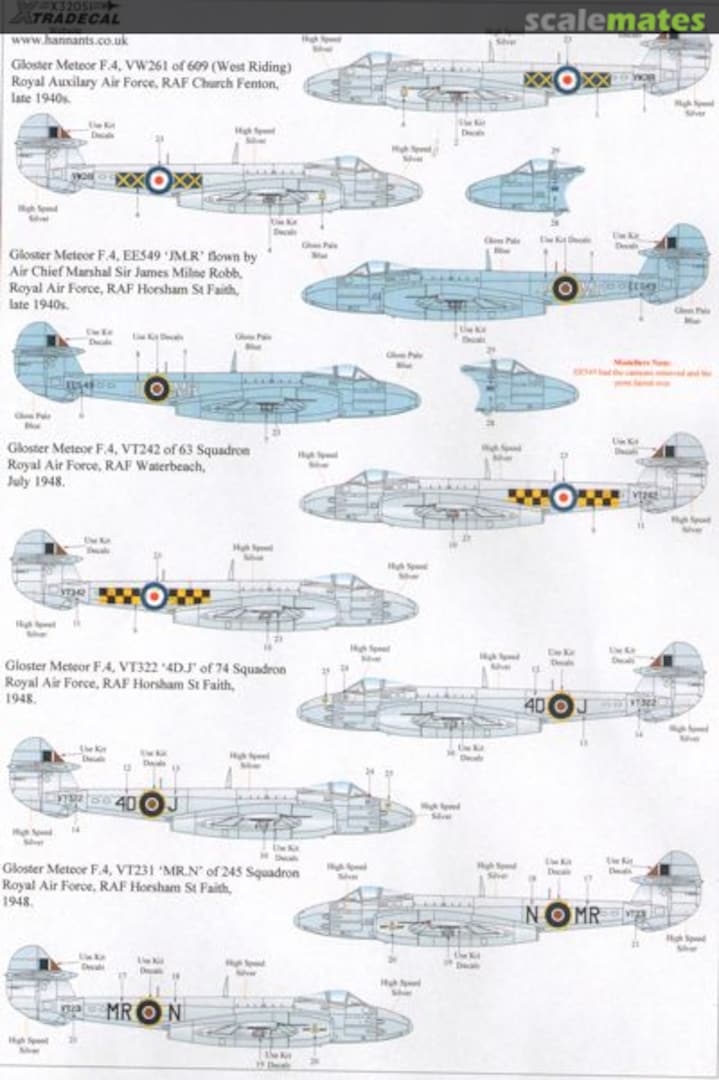 Boxart Gloster Meteor F.4 X32-051 Xtradecal