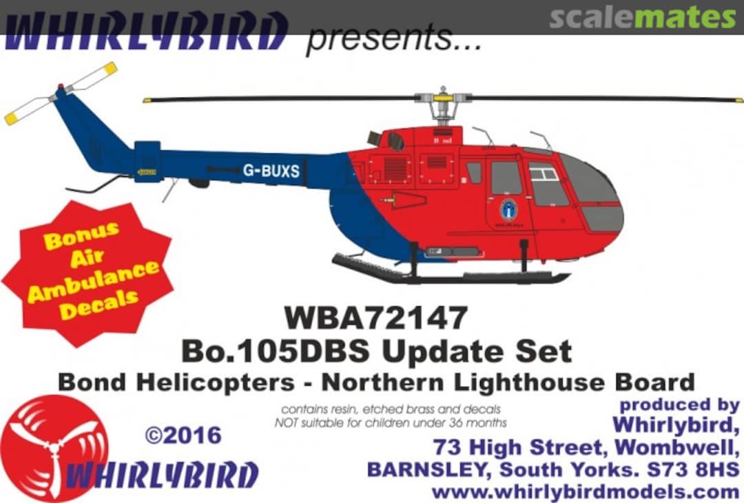 Boxart Bo.105DBS Bond - Northern Lighthouse Board + East Anglian Air Ambulance WBA72147 Whirlybird