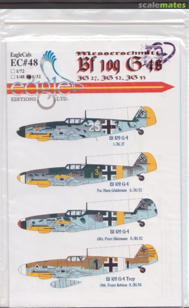 Boxart Messerschmitt Bf 109 G-4s EagleCals EC32-48 Eagle Editions