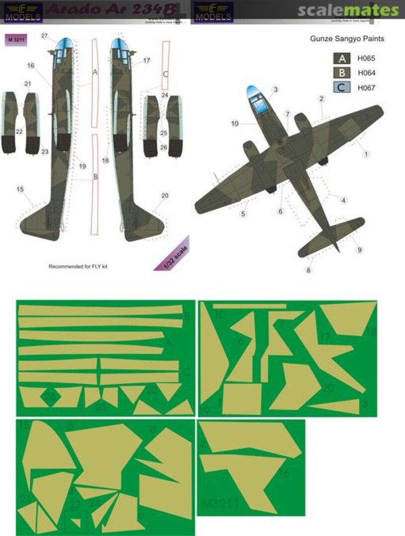 Boxart Arado Ar 234B (Camouflage Painting Masks) M3211 LF Models