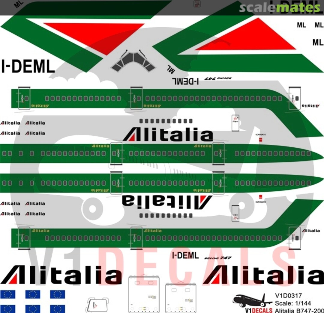 Boxart Alitalia Boeing 747-200 V1D0317-200 V1 Decals