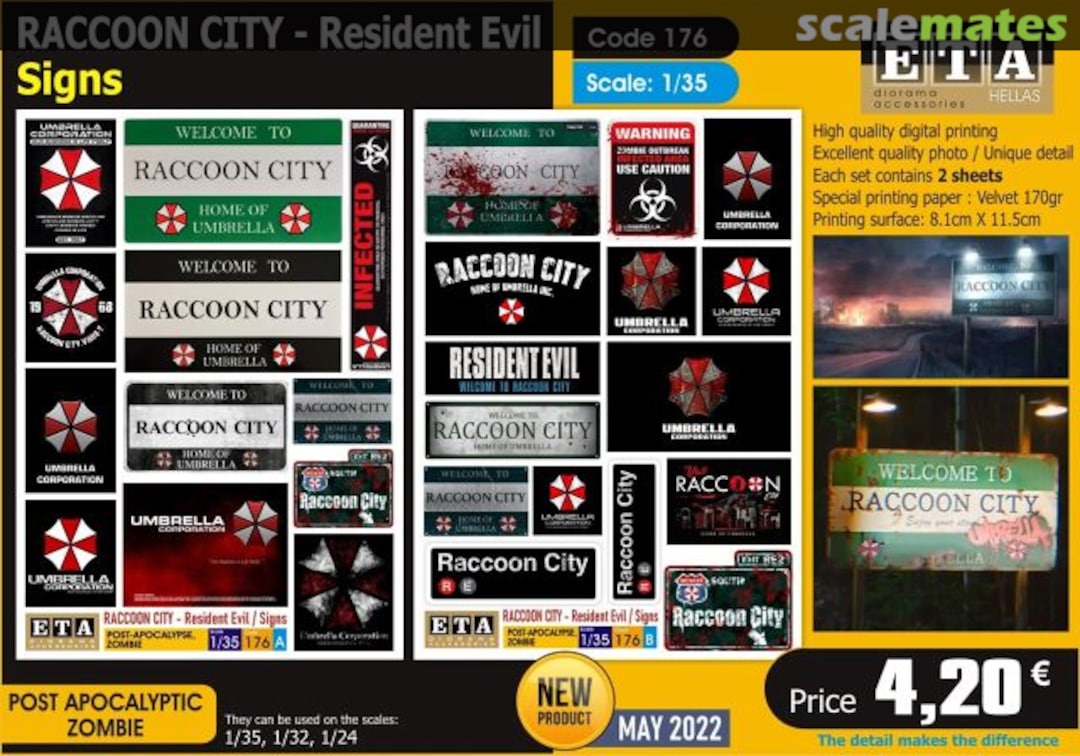 Boxart Racoon City - Resident Evil signs 176 ETA Diorama Accessories