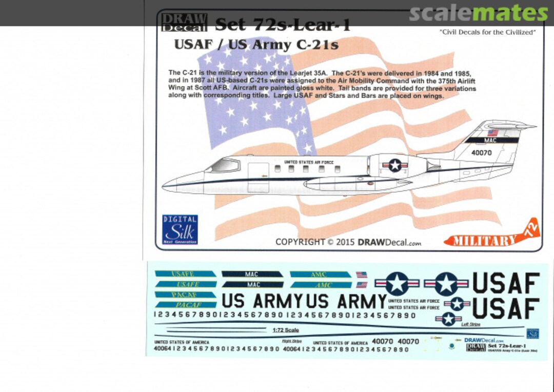 Boxart USAF/US Army C-21s 72s-Lear-1 Draw Decal