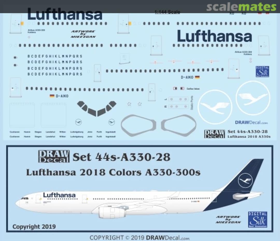 Boxart Lufthansa 2018 Colors A330-300s 44-A330-28 Draw Decal