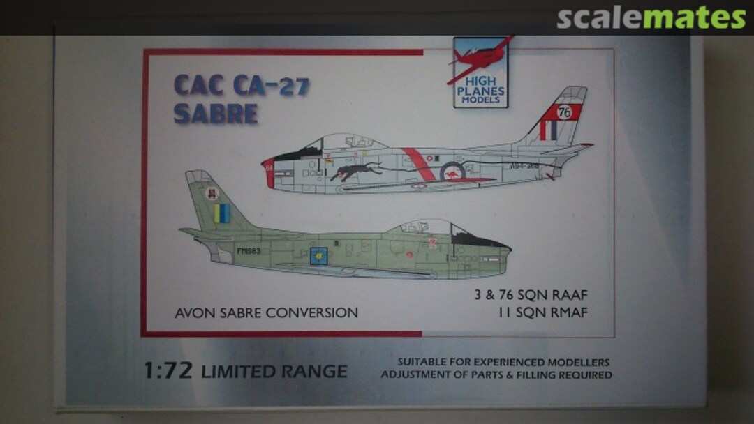 Boxart CAC CA-27 Sabre K072045 High Planes Models