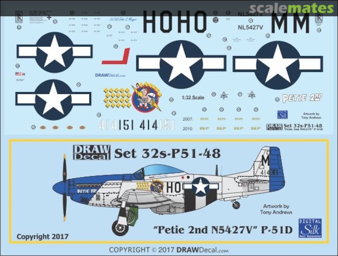 Boxart P-51D "Petie 2nd" N5427V 32-P51-48 Draw Decal