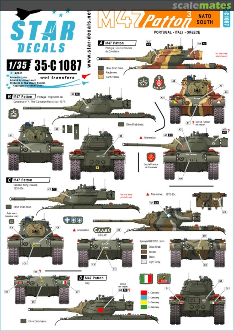 Boxart M47 Patton # 3. Nato South 35-C1087 Star Decals