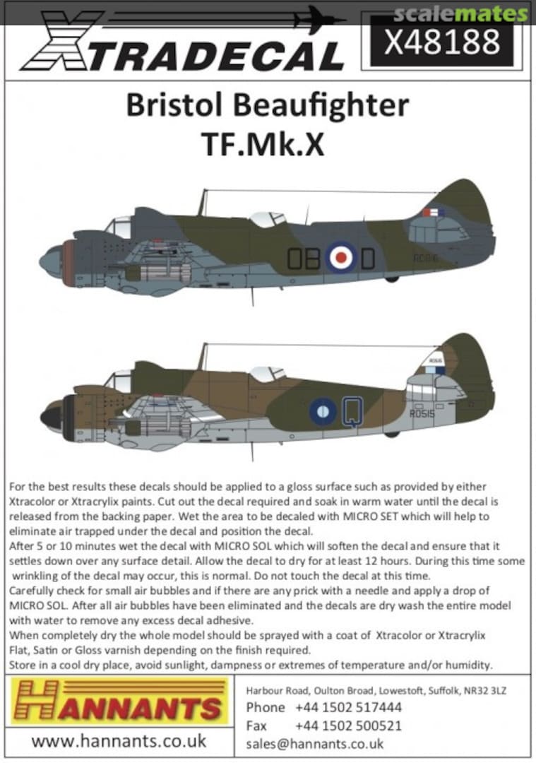 Boxart Bristol Beaufighter TF. Mk.X X48188 Xtradecal