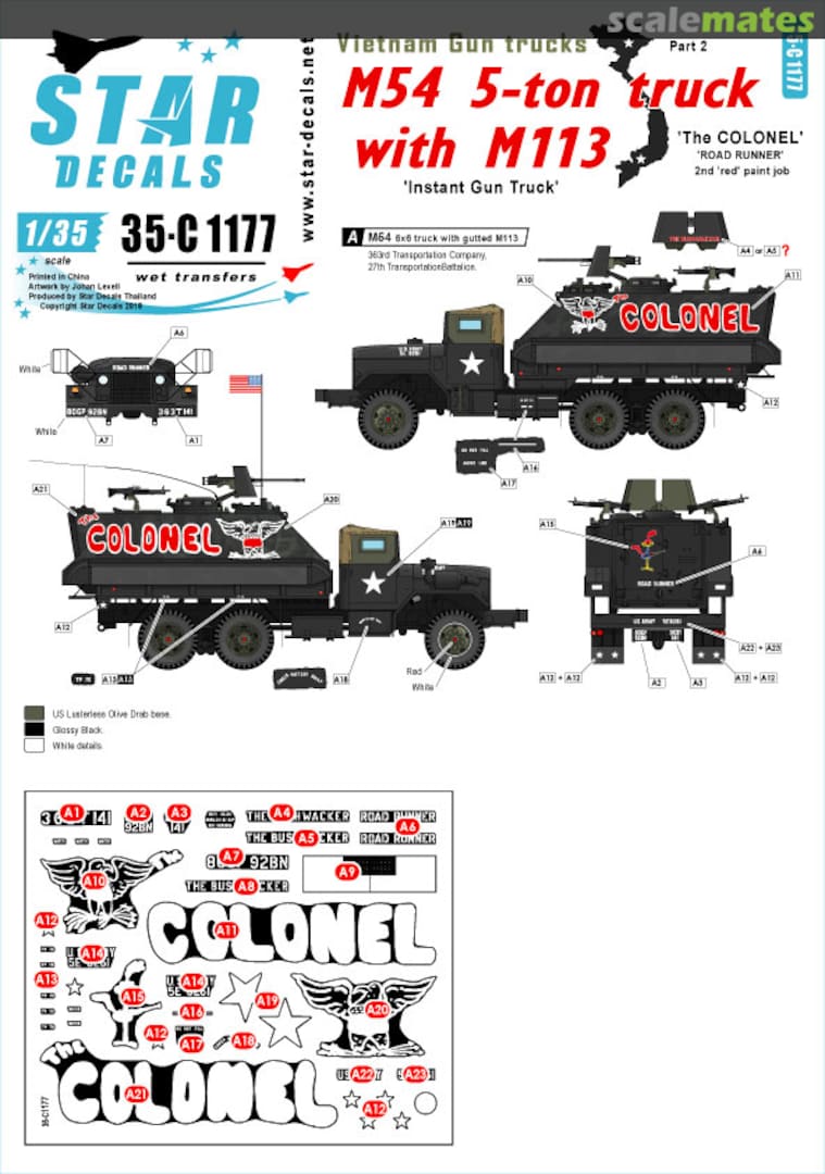 Boxart Vietnam Gun Trucks # 2 35-C1177 Star Decals