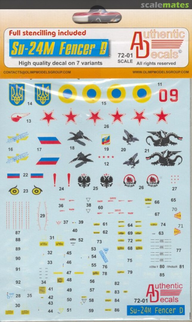 Boxart Su-24M Fencer D 72-01 Authentic Decals