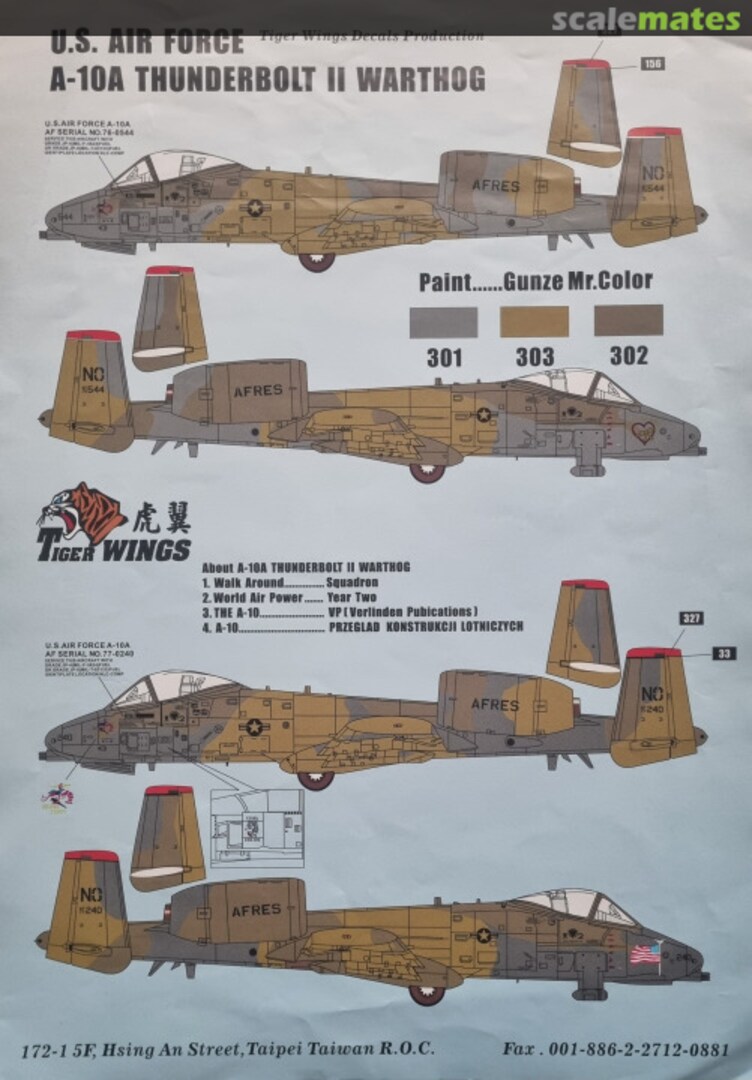 Boxart A-10A Warthog decals 32-115a Tiger Wings