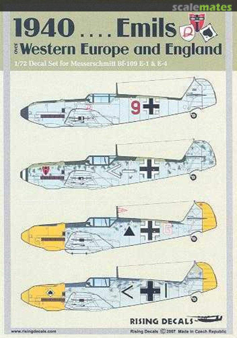 Boxart 1940 .... Emils over Western Europe and England 72-016 Rising Decals