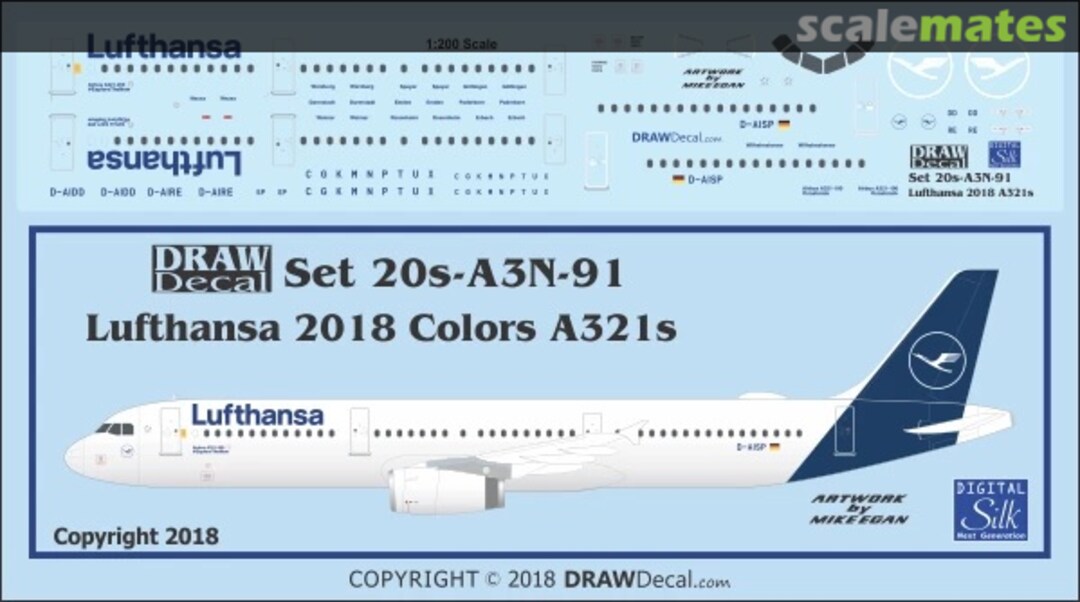 Boxart Lufthansa 2018 Colors A321 20-A3N-91 Draw Decal