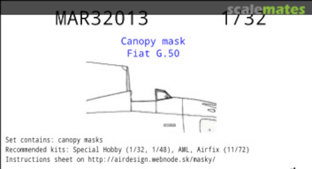 Boxart Mask for canopy FIAT G.50 MAR32013 AIRDESIGN.SK