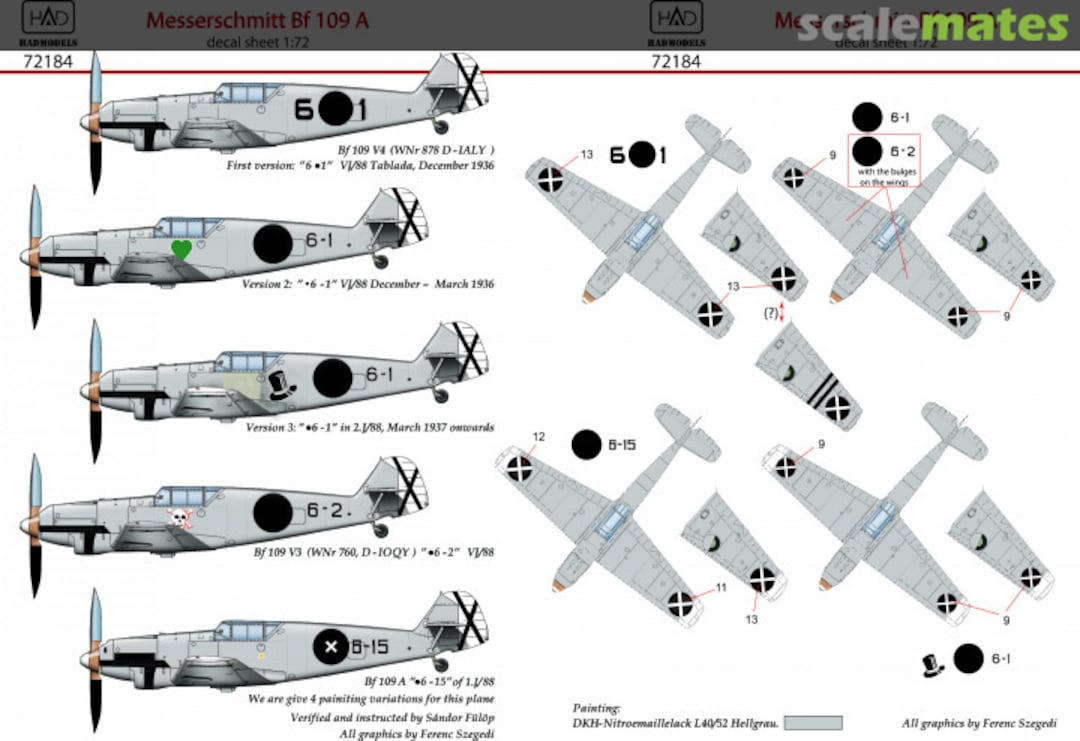 Boxart Messerschmitt Bf 109 A 72184 HADmodels 