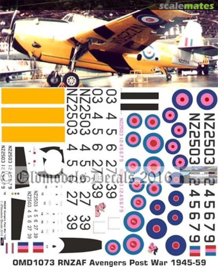 Boxart RNZAF Avengers Post War scheme 1945-59 OMD1073 Oldmodels Decals