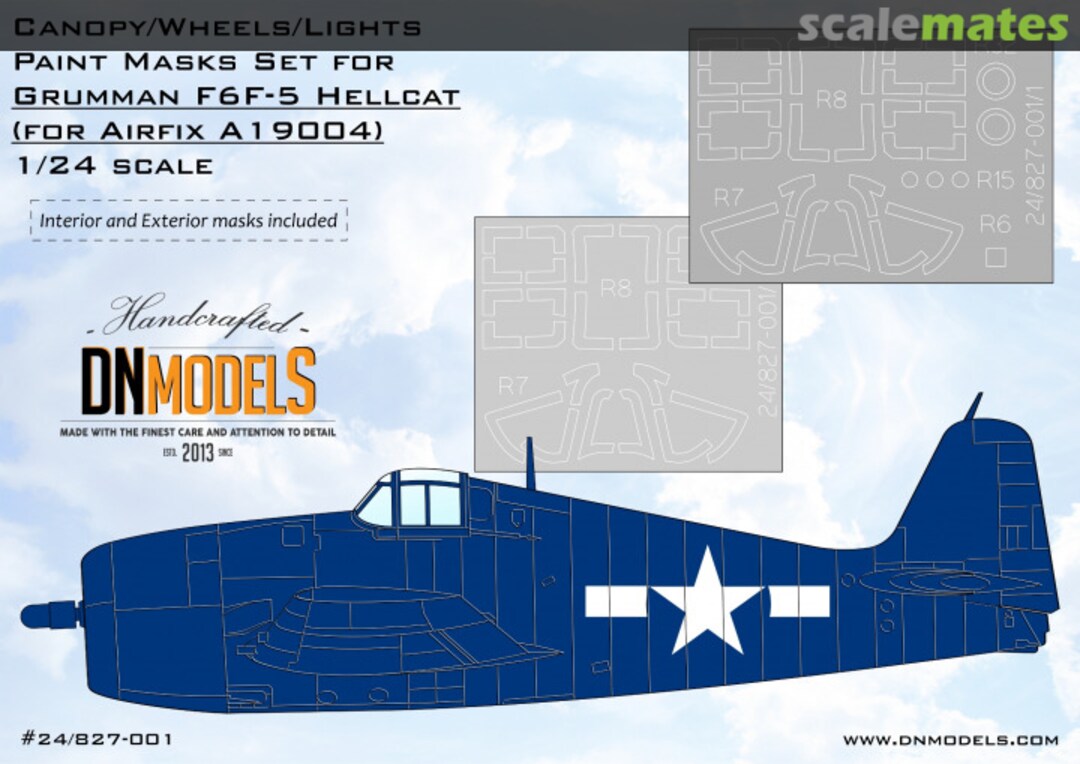 Boxart Grumman F6F-5 Hellcat Canopy, Wheels, Lights Paint Mask Set – Interior & Exterior 24/827-001 DN Models