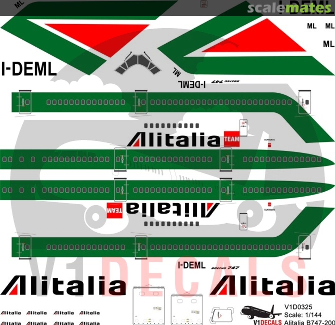 Boxart Alitalia Boeing 747-200 V1D0325-200 V1 Decals