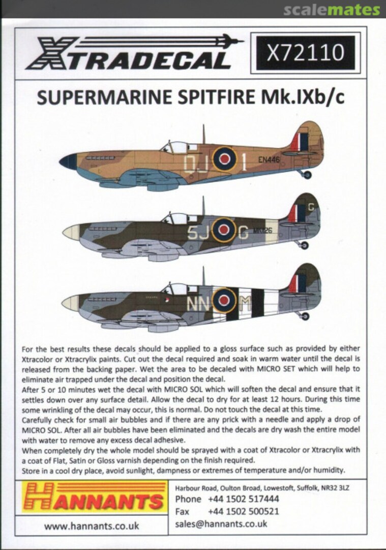 Boxart Supermarine Spitfire Mk.IXc X72-110 Xtradecal