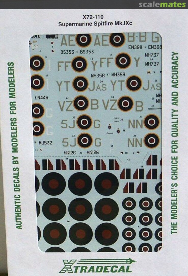 Contents Supermarine Spitfire Mk.IXc X72-110 Xtradecal