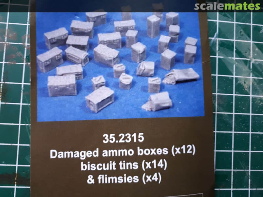 Boxart Damaged Ammo Boxes (x12), Biscuit Tins (x14), & Flimsies (x4) 35.2315 Resicast