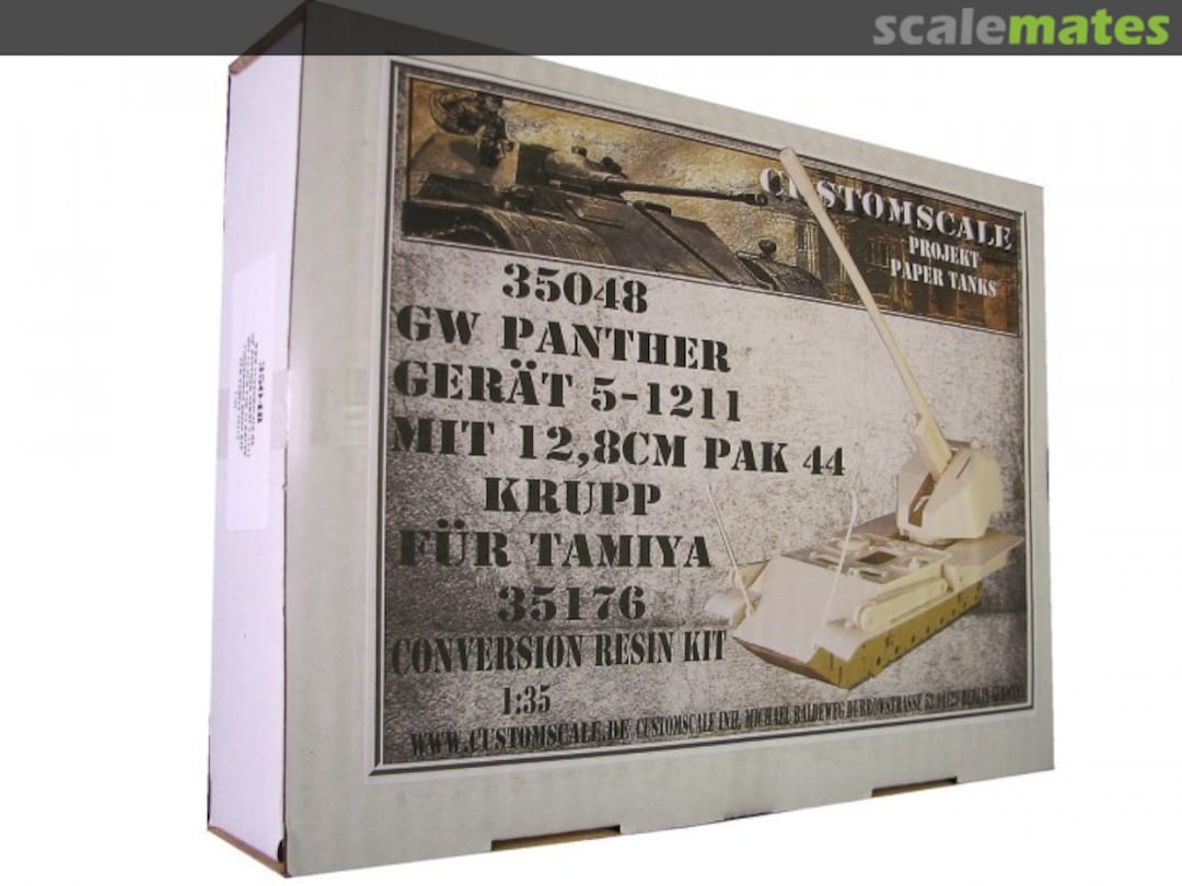 Boxart Panther Gerät 5-1211 mit 12,8cm Pak 44 Krupp 35048 Custom-Scale