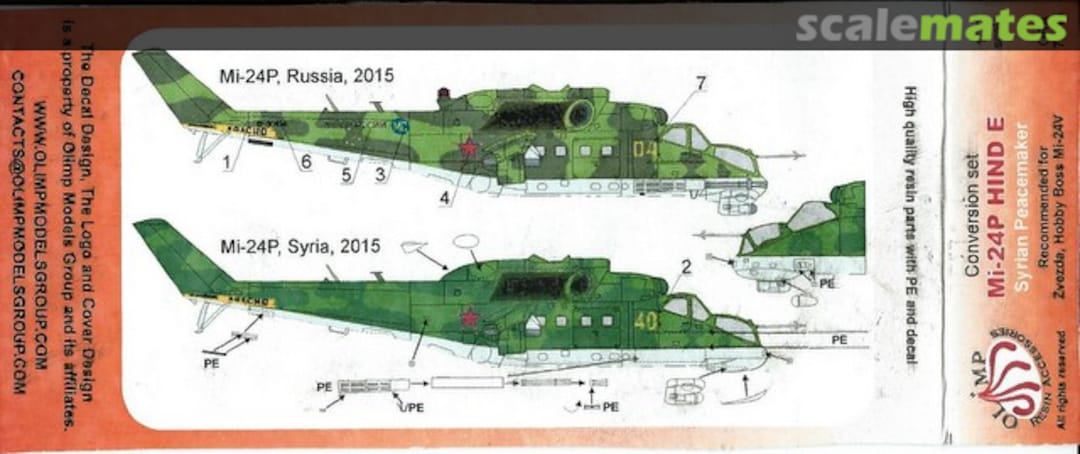 Boxart Mil Mi-24P Hind E ORA 72-15 Olimp Resin Accessories