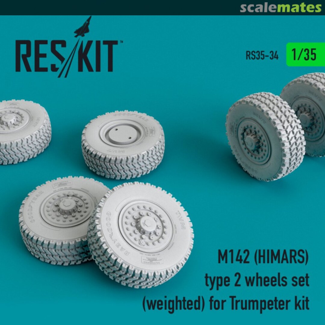 Boxart M142 (Himars) Type 2 wheels set (weighted) RS35-34 ResKit