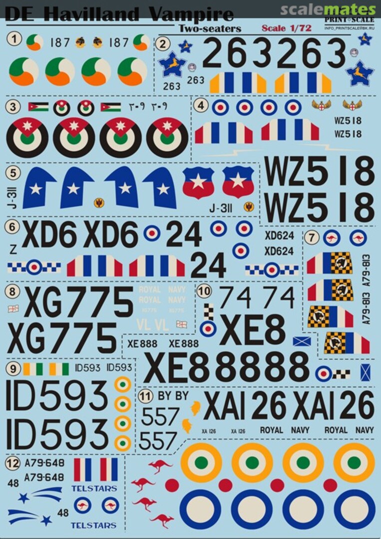 Boxart De Havilland Vampire T.11 72-047 Print Scale