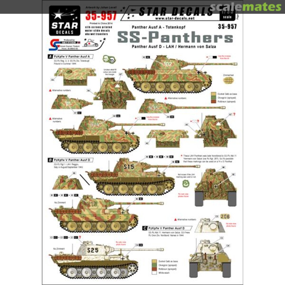 Boxart SS-Panthers 35-957 Star Decals