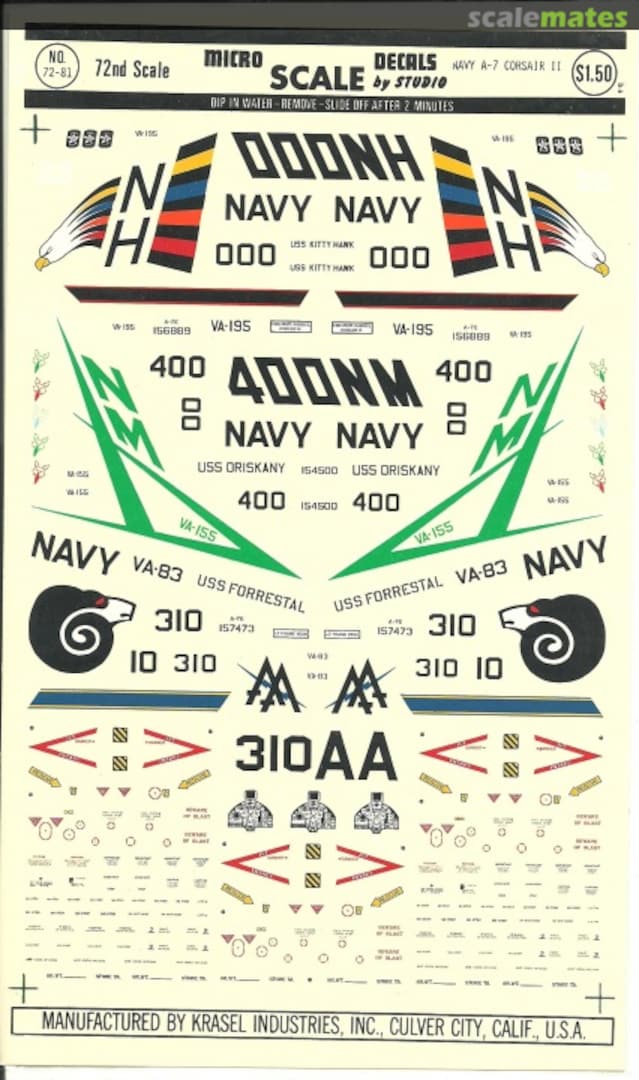 Boxart U.S. Navy A-7 Corsair II - # 1 72-81 Microscale
