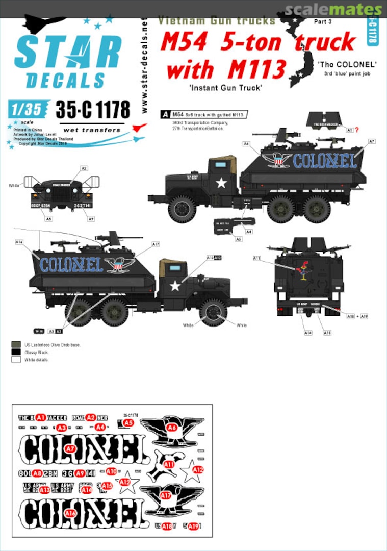 Boxart Vietnam Gun Trucks # 3 35-C1178 Star Decals