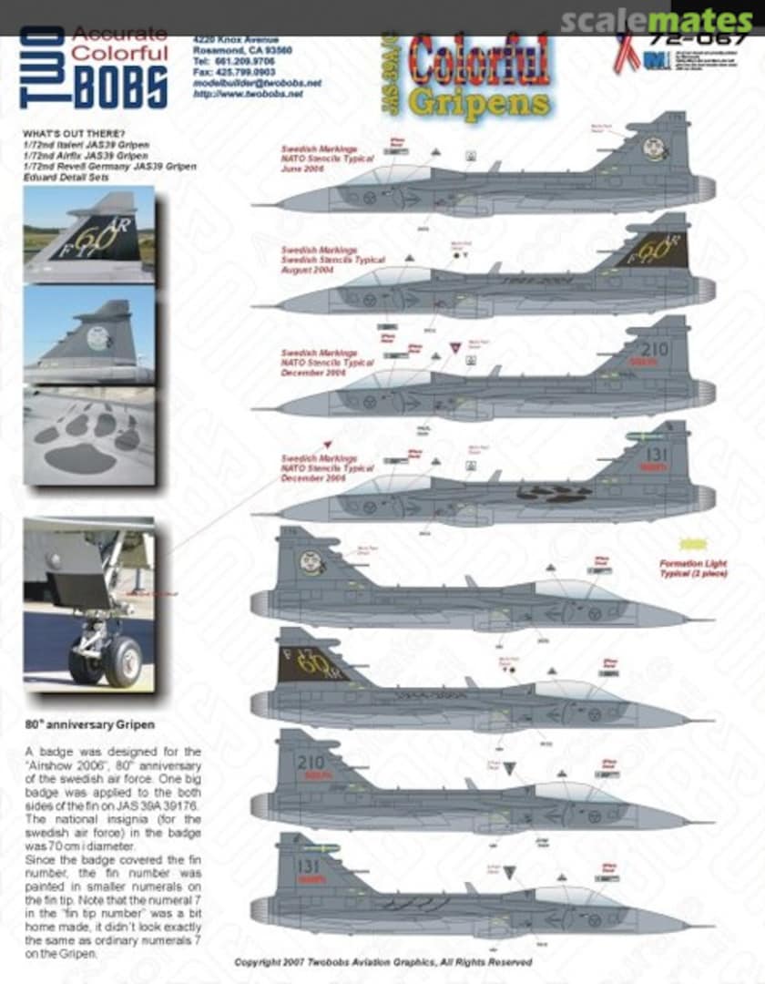 Boxart JAS-39A/C 72-067 TwoBobs Aviation Graphics