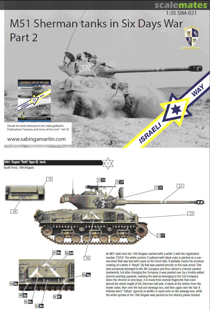 Boxart M51 Sherman Tanks of the Six Days War SIM-021 SabIngaMartin Publications