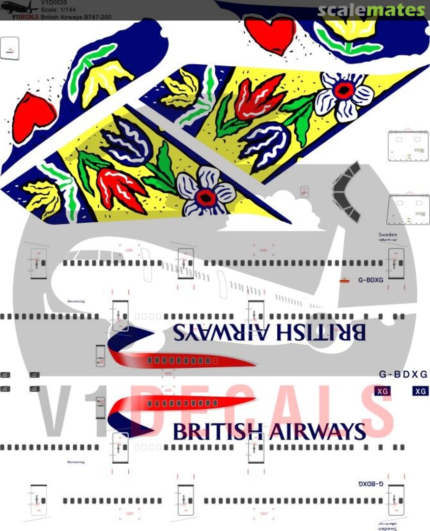 Boxart British Airways Boeing 747-200 V1D0535-200 V1 Decals