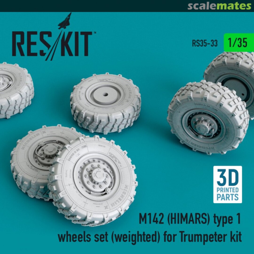 Boxart M142 (Himars) Type 1 wheels set (weighted) RS35-33 ResKit