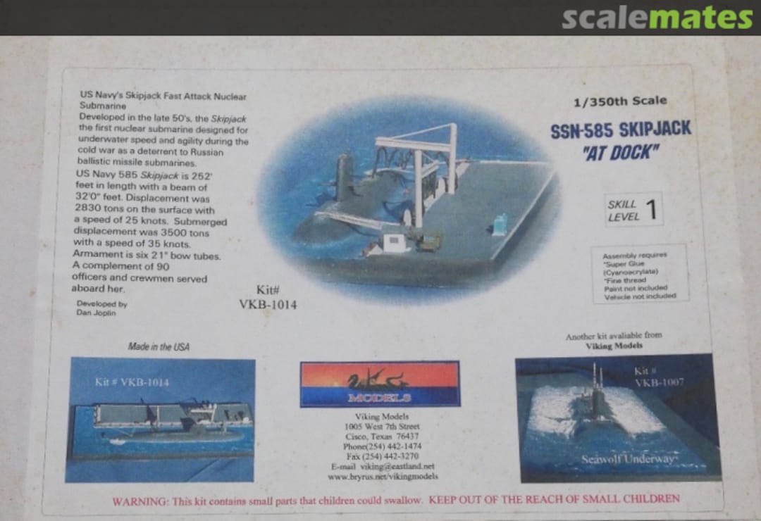 Boxart SSN-585 Skipjack "At Dock" VKB-1014 Viking Models