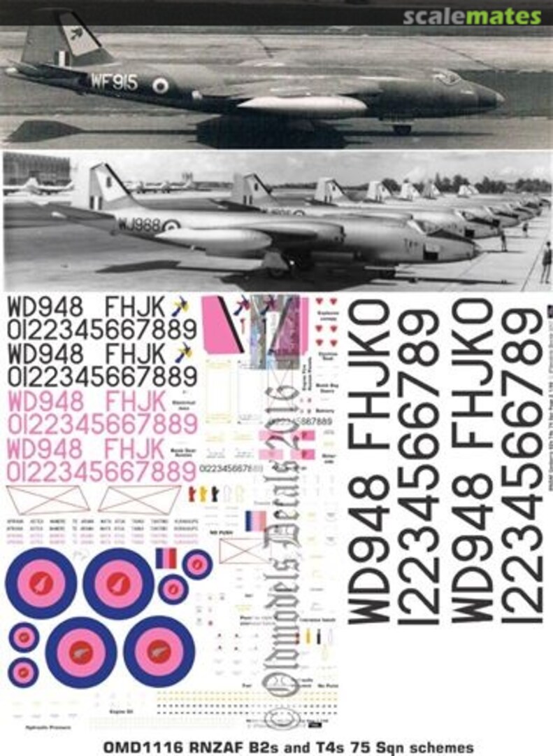 Boxart RNZAF Canberra B2 & T4 - 75 Sqn scheme OMD1118 Oldmodels Decals