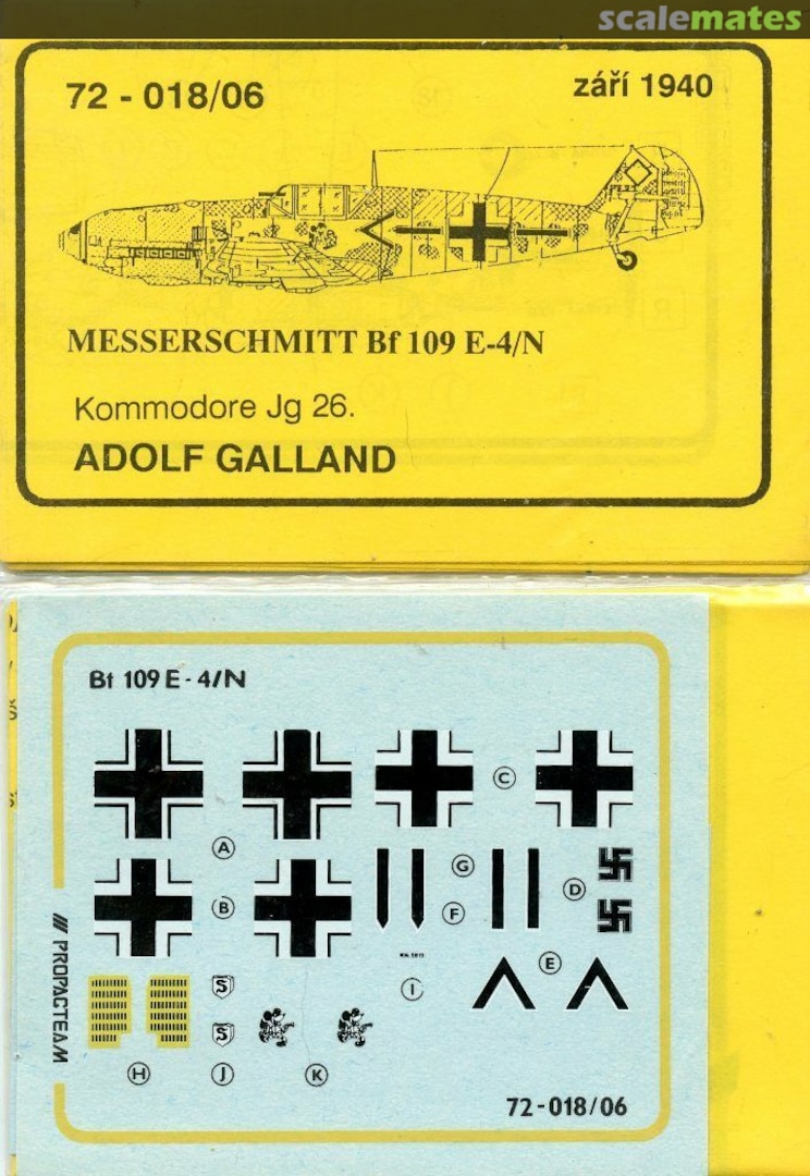 Boxart Messerschmitt Bf109E-4/N 72-018/06 Propagteam