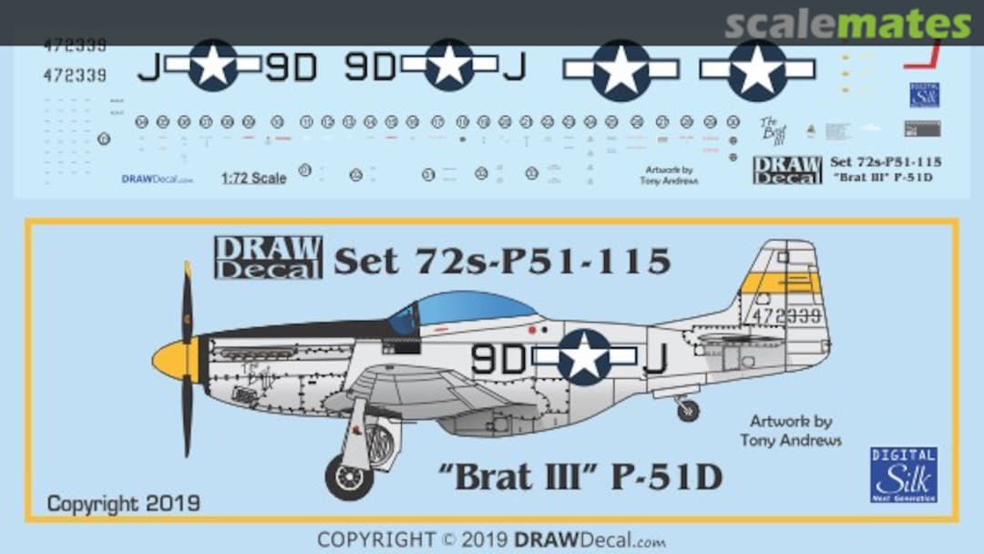 Boxart “The Brat III” P-51D 72-P51-115 Draw Decal