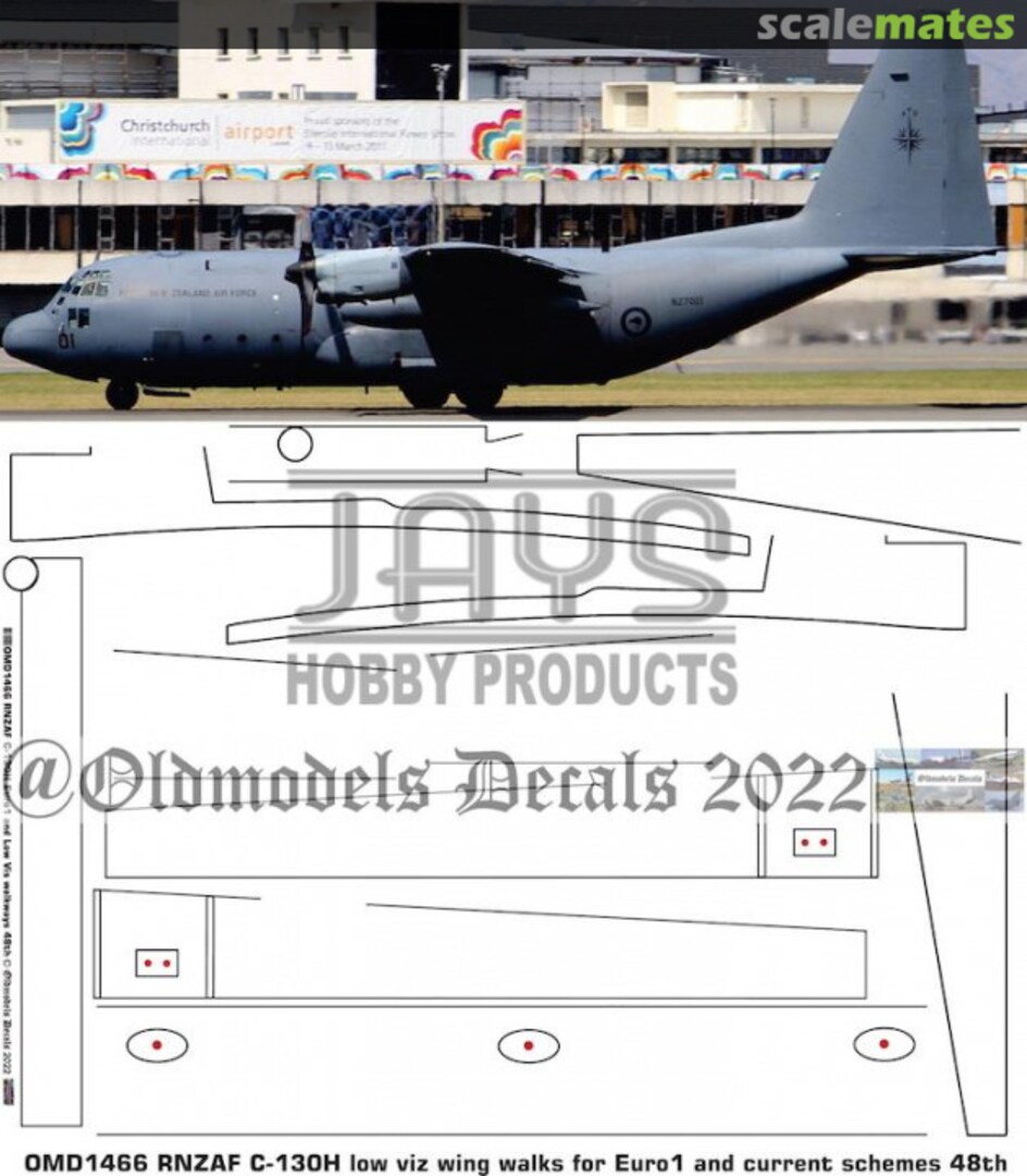 Boxart RNZAF C-130H low viz wing walk OMD1466 Oldmodels Decals