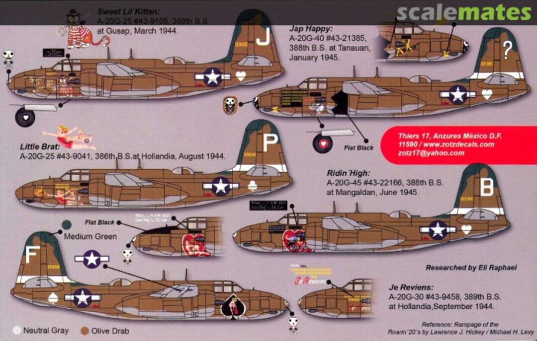 Boxart A-20G Havoc in the PTO 72036 Zotz Decals