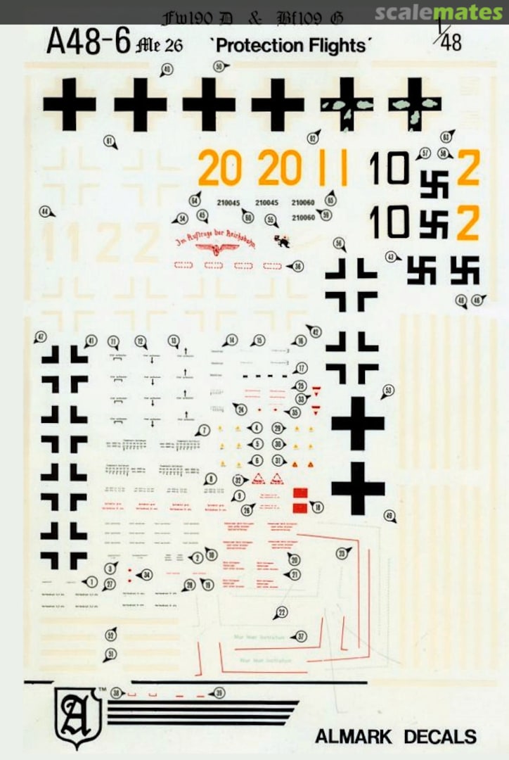 Boxart Me 262 Protection Flights A48-6 Almark Decals