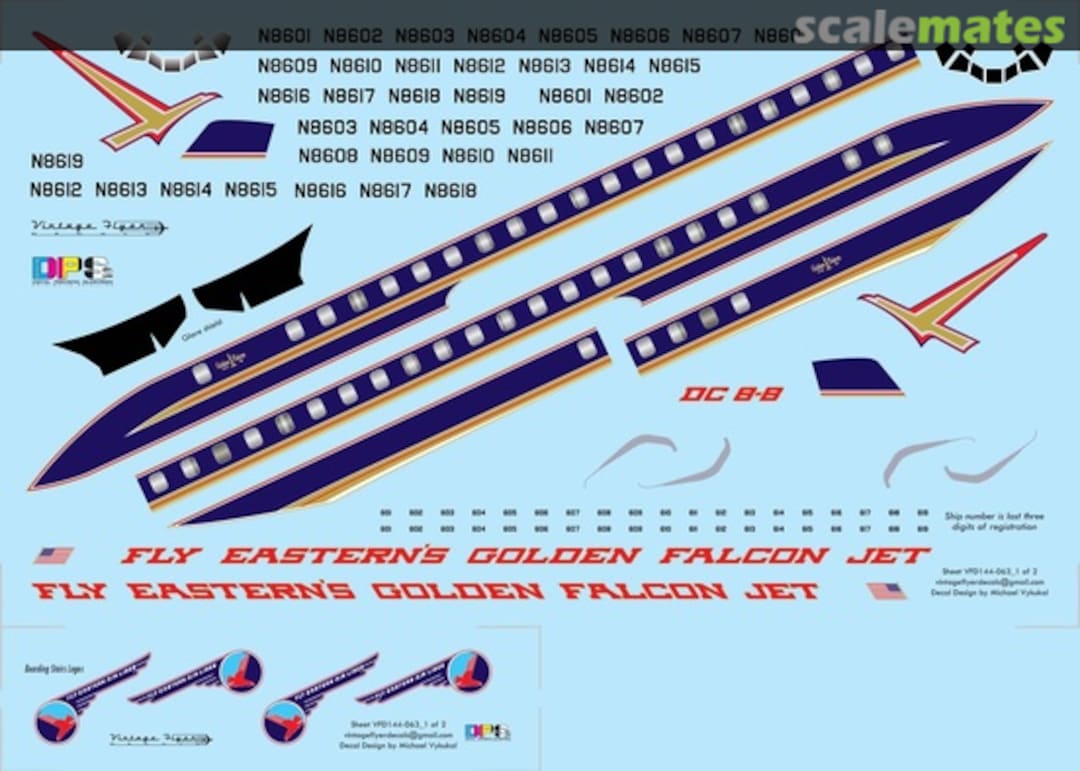 Boxart DC-8 Eastern (Delivery) VFD144-063 Vintage Flyer Decals