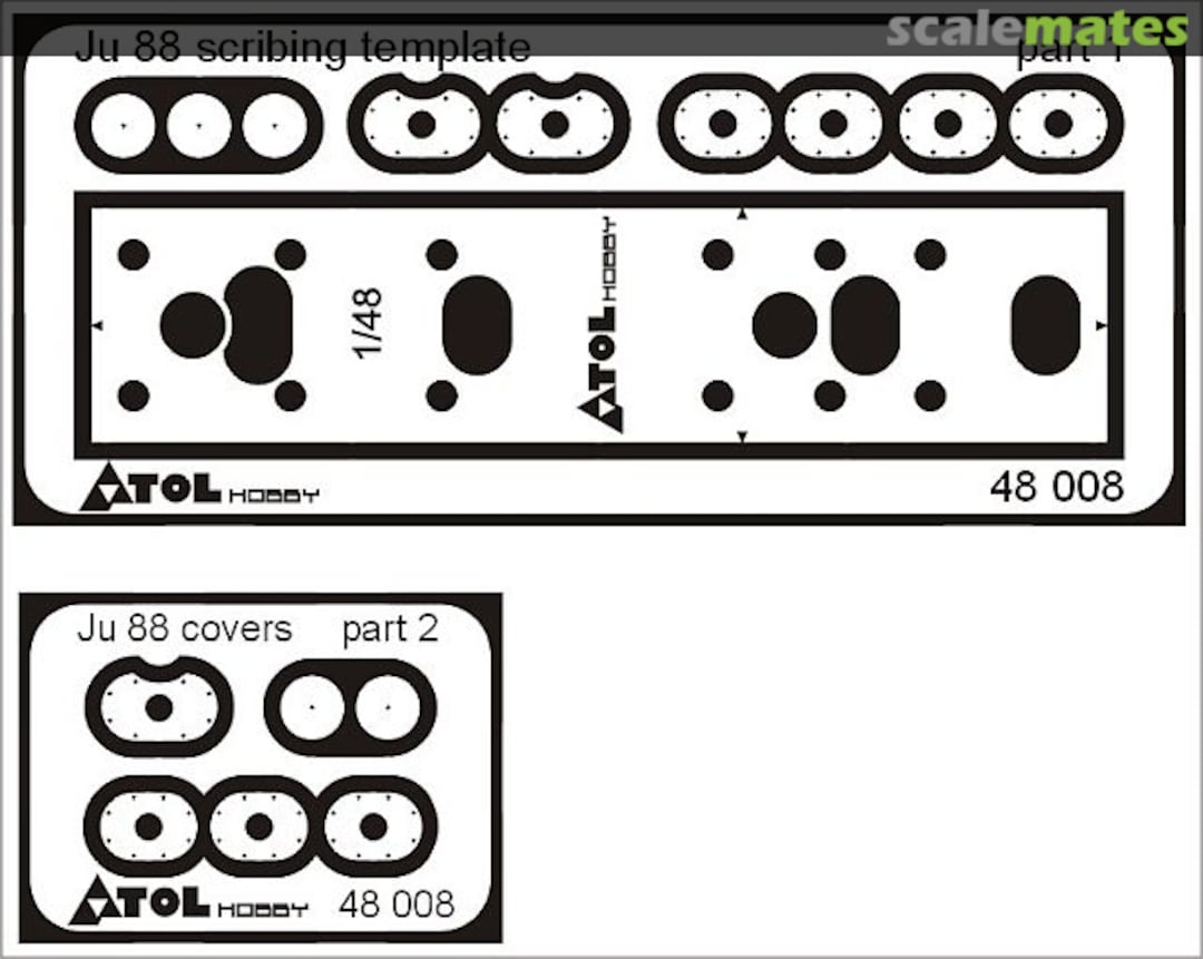 Boxart Ju88/Ju188 Scribing Template 48 008 Atol Hobby