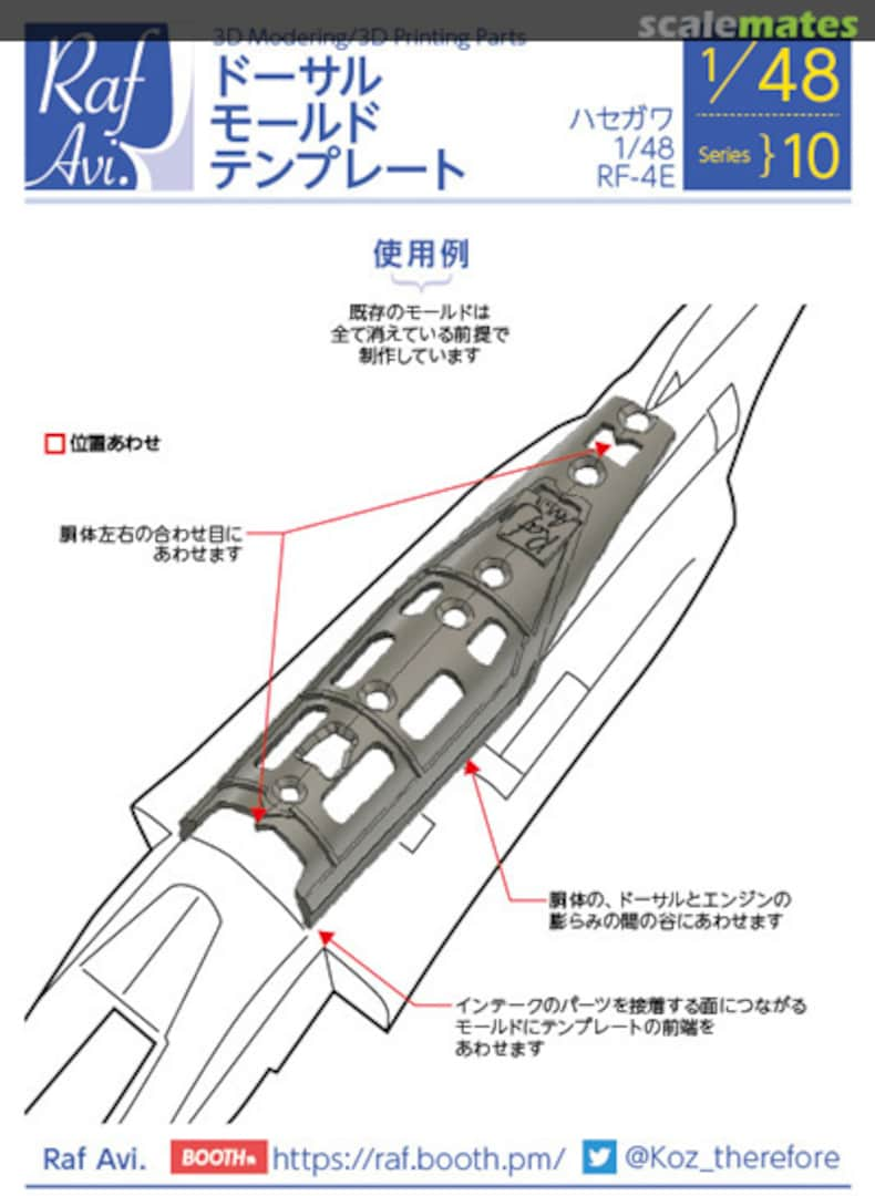 Boxart Dorsal Mold Template for Hasegawa RF-4E 4810 ModelArt