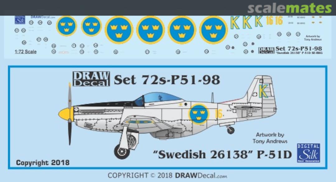 Boxart “Swedish 26158” SE-BKG P-51D 72-P51-98 Draw Decal